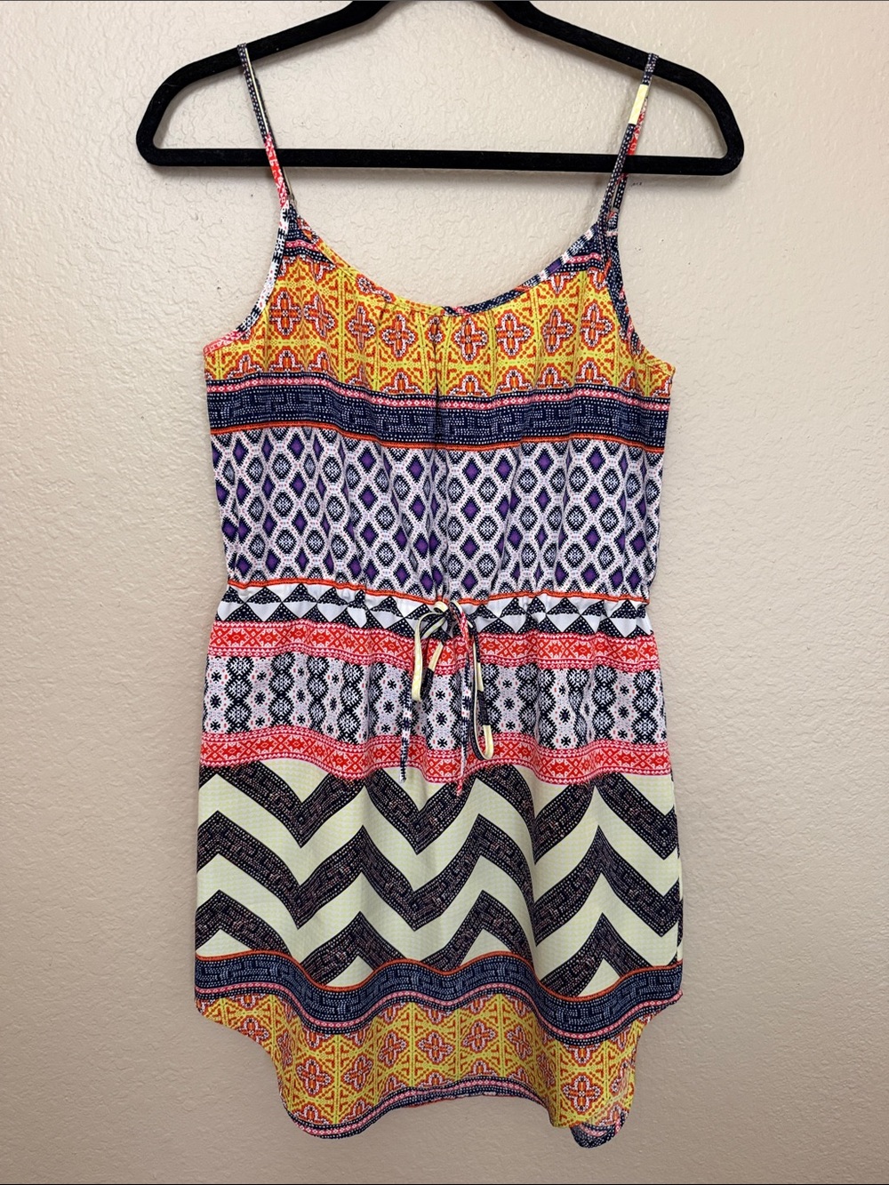 Sanctuary Multicolor Printed Mini Dress with Drawstring